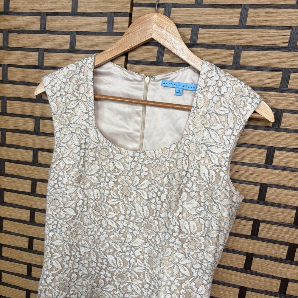 Antonio Melani Tan‎ Lace Dress Size 4 - Picture 4 of 7